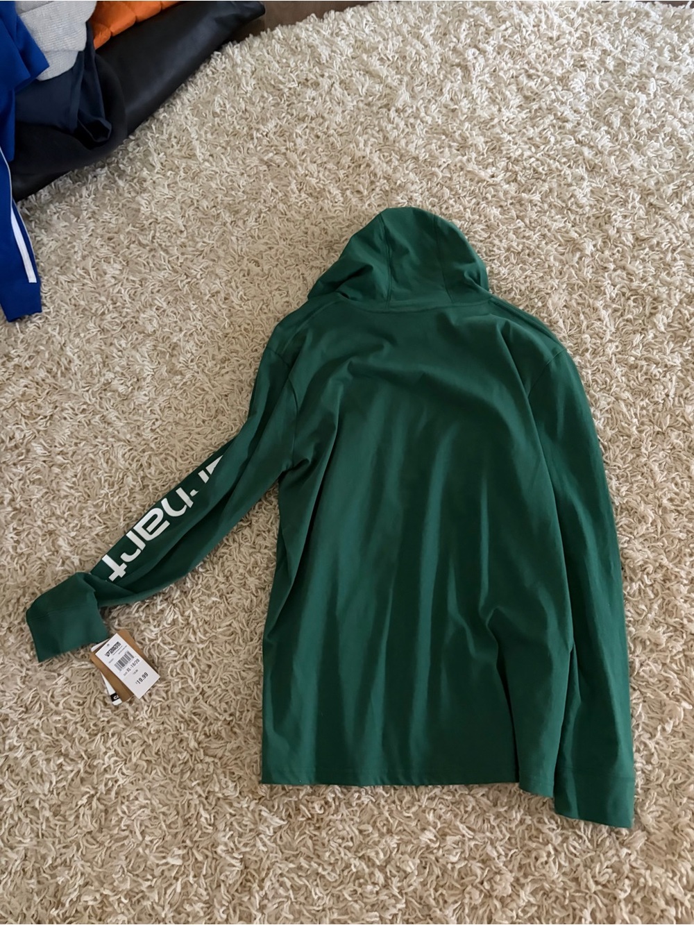 Carhartt Men’s Dark Green Logo Crewneck Hoodie - Picture 2 of 4